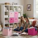 GRANNY SAYS Cube Storage Bins, 13x13 Cube Storage Organizer, Fabric Collapsible Storage Bins with Handle, Storage Cubes for Shelves, Closet, Pink Gradient, 6-Pack