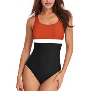 Women's One Piece Swimsuits Athletic Modest Sport Bathing Suits Scoop Neck U Back Training Racing Swimwear (XL)