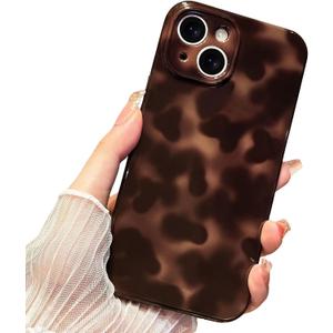 Anuck for iPhone 15 Case Tortoise Shell Phone Case, Cute Chic Amber Leopard Cheetah Print Aesthetic Design Full Camera Protection, Soft TPU Slim Shockproof Cover 6.1" for Women Girls Men-Brown