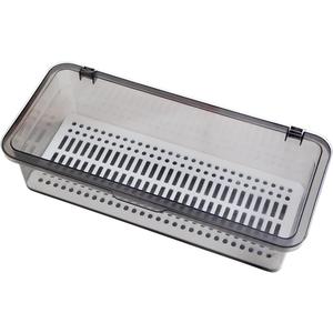 Flatware Tray Kitchen Drawer Organizer With Lid And Drainer - Plastic Kitchen Cutlery Tray and Utensil Storage Container with Cover - Dinnerware Holder for Spoons Forks Knives 10.0x4.3x2.8