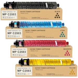 4 Pack MP C2503 Toner Cartridge:MP C2504ex Compatible for Ricoh