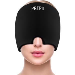 PEIPU Migraine Relief Cap, Soothing Headache Ice Pack, Cooling Gel Hat,Hot/Cold Therapy,Face Cold Compress Head Wrap for Hangover, Tension, Stress, Sinus, Puffy Eyes