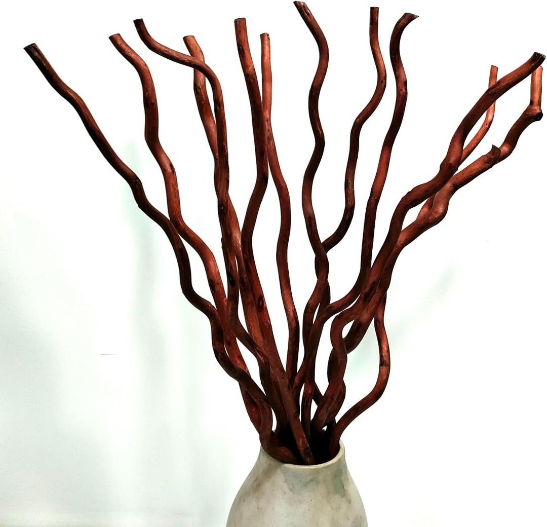 14-15 Pcs Dried Curly Willow Branches, 21-23 Inch Natural Dried Plants Decorative Branches Sticks for DIY Crafts, Vases Wedding Home Dcor, Brown