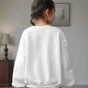 Girl Crewneck Sweatshirt Solid White Long Sleeve Tops Casual Shirts Fall Winter Clothes for 11 Y