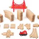 Wooden Train Tracks 60 Piece Set, Track Expansion Accessories for Toddlers 3-5 - 100% Compatible with All Major Brands Including Thomas & Brio Wooden Railway System