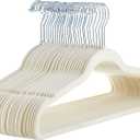 Amazon Basics Slim, Velvet, Non-Slip Suit Clothes Hangers, Ivory/Beige- Pack of 30