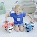 Dwi Dowellin Airplane Car Toy,Steering Wheel Toys for 3 4 5 6 Year Old Boys&Girls with Sound and Light,Toddler Educational Plane Driving Toy Gift for Kids Aged 3+, Blue
