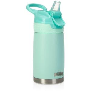 Nuby Thirsty Kids No Spill Flip-It Reflex Stainless Steel Travel Cup or Water Bottle - 10 Oz - 18+ Months - Aqua Mint - Back to School Essentials