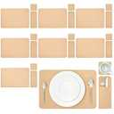 Juvale Felt Table Placemats Set of 8 for Dining Table and Kitchen Decor with Drink Coasters and Cutlery Pouches (Beige, 24 Pieces)