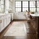 Washable 3x5 Kitchen Area Rug: Non-Slip Abstract Water-Resistant Entryway Doormat Soft Sink Fridge Bedroom Carpet Low Pile Stain-Resistant Bathroom Laundry Neutral Faded Floor Mat(3X5,Beige/Cream)
