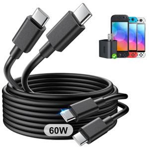 MENEEA 2-Pack Switch 2 Fast Charging Cable for Nintendo 2 Original Adapter,5FT 60W USB-C Charger,[AC Adapter Replacement Cord ] Accessories for Switch 2/Official Adapter,Support TV Dock