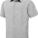 Unakisan Men's Linen Shirts Short Sleeve Casual Shirts Button Down Shirt for Men Beach Summer Wedding Shirt, XXXL