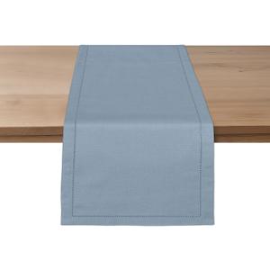 Ruvanti Linen Table Runner 108 Inches, Classic Hemstitch, Washable, Reusable, Non-Slipping, Stain Resistant- Perfect for Parties, Weddings, Dinners, Thanksgiving, Christmas, Indoor use  Grey (108"x14" - Linen Cotton Blend)