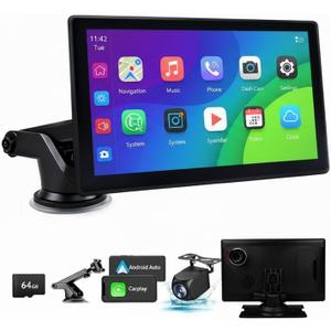 Carplay Screen for Car 9 Inch Wireless Car Play Portable Android Auto IPS Touch Screen with 4K Dash Cam 1080p Backup Camera