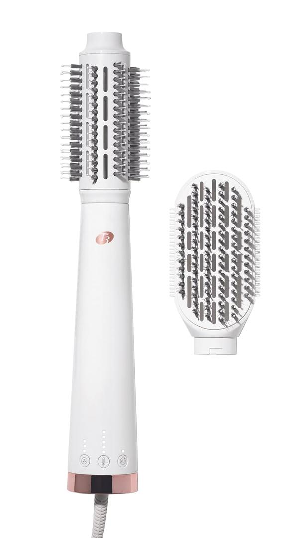 "T3 AireBrush Duo Interchangeable Hot Air Blow Dry Brush with Two Attachments  Includes 15 Heat and Speed Combinations, T3 IonFlow Technology, Volume Booster Switch, Lock-in Cool Shot"