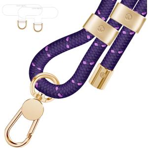 UKON Cell Phone Lanyard,Crossbody Lanyard and Wrist Strap Premium Metal Buckle Phone Charms with 2 X Strap Patch Compatible with All Smartphone(Purple)