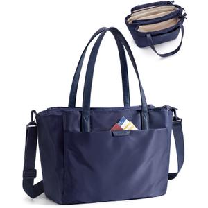 BAGSMART Tote Bag for Women with Compartments, Work Tote Bag with Zipper Women Purse Crossbody Shoulder Handbag with Strap (Navy Blue)
