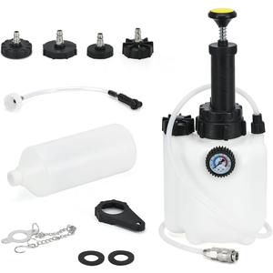 3L Manual Brake Bleeder Fluid Pump with 1L Brake Bleed Bottle and 4 Master Cylinder Adapters,Professional Brake Bleeder Kit Suitable for Most Brake Mast Cylinder Reservoirs