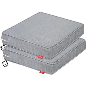 Pcinfuns Outdoor Chair Cushion 22 x 22 x 3 Inch Water Resistant & Fade Resistant Patio Furniture Cushions with Removable Cover and Adjustable Straps Set of 2,Light Grey