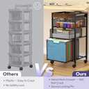SWTYMIKI Rolling File Cart with Drawers - 4 Tier Under Desk Storage Craft Rolling Organizer Cart - Office Storage &Organization, Mobile Metal Filing Cabinet for Office and Home Espresso