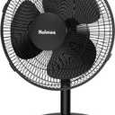 HOLMES 12" Table Fan, 75° Oscillation, 3 Speeds, 15° Adjustable Head Tilt, Ideal for Home, Bedroom or Office, Black 