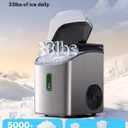 Silonn Nugget Ice Maker Countertop, Pebble Ice Maker with Soft Chewable Ice, One-Click Operation Ice Machine with Self-Cleaning, 33lbs/24H, Stainless Steel