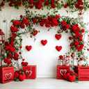 35 ft 6 Pack Valentine Rose Silk Flower Garland Hanging Artificial Flowers Decoration Floral Decor Rose Vines Floral Garlands for Indoor Outdoor Wedding Wall Birthday Party(Valentines)