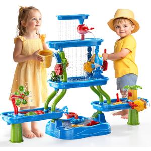 Kids Water Table for Toddlers Kids Ages 3-5 4-8, 5-Tier Water Table with Rich Activity Set, Summer Outdoor Beach Outside Backgard Sensory Toys for Kids Toddlers Boys Girls
