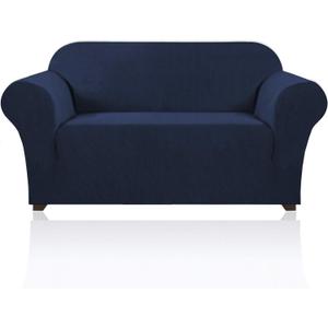 PrinceDeco Stretch Loveseat Sofa Cover Slipcover Couch Cover for 2 Cushion Sofa Washable Sofa Cover for Pets Friendly Furniture Protector Covers with Non Slip Bottom(Loveseat, Navy)