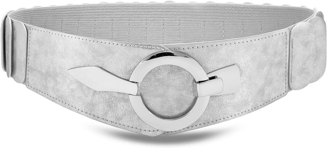 VONMELLI Wide Elastic Waist Belt Women Hip Belt Vintage Stretch Belt with Silver Ring Clasp (XS: Fit Waist 22-26 Inches)