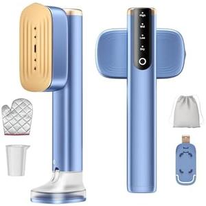 MIYOKO 2-In-1 Steamer & Iron for Clothes, 15s Fast Heat-up 1200W Portable Handheld Garment Steamer, Travel Size with Large Ceramic Heat Panel, 25 G/MIN Powerful Steam Quick Wrinkle Removal, 110V-120V