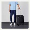 23" Medium Checked Softside Luggage Suitcase with Spinner Wheels, Expandable Space, Zippered Pockets, Telescopic Handle, Black