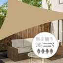 Neween Shade Sail with Hardware Kits, 6'7''x 6'7''x 6'7'' Sun Shade Sail Triangle Waterproof for Patio Yard Deck Pergola Outdoor Sun Sail Shade 98% UV Block Sunshade Sand Color