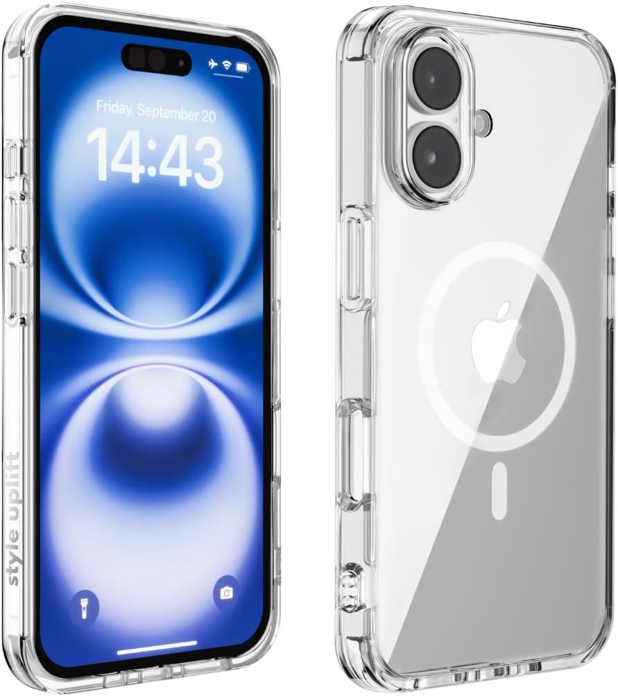 SU - iPhone 16 Magnetic Clear Case Slim Shockproof Design, Compatible with MagSafe, Wireless Charging Case - Transparent Cover, Anti Yellowing Phone Case for iPhone 16 (6.1")