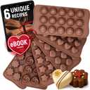 Chocolate Moulds Silicone - Set of 6 - Non-Stick & Food Grade Silicone Chocolate Mould for Jelly Candies, Truffles, Bath Melts & Candles - Free Recipes eBook - Gift-Ready for St.Valentine