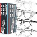 4 Pack Safety Glasses Goggles For Women Anti Fog, Cute Protective Eyewear for Nurses, ANSI Z87+ Anti-Blue Light ((Clear _Grey _Black _Leopard))