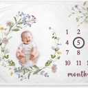 Yuzioey Wildflower Milestone Blanket, Wildflower Baby Growth Chart Monthly Blanket, Watch Me Grow Floral Baby Nursery for New Moms Baby Shower(50"x40")
