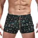 AIMPACT Mens Short Swim Trunks Quick Dry Beach Board Shorts 80s 90s Summer Vintage Swimwear with Lining Swimming Suits (Small, A-flower Print)
