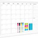 DOLLAR BOSS Magnetic White Board Calendar 24''x 18'', Monthly Dry Erase Planner for Wall with White Wood Style Frame for Office, School, Dorm, Home Decor