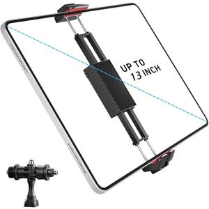 Phone iPad Tripod Mount, iPhone Holder for Tripod with 1/4 Screw Adapter, iPhone Tripod Mount for iPad Pro 13", iPad Air, iPad Mini, Sumsang Galaxy Tab Tablet, Cell Phone (Black)