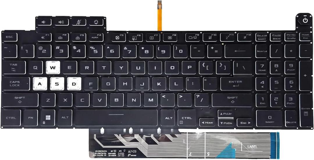 Replacement Keyboard for Asus TUF Gaming F15 FX507 FA507 FA507R FX507ZE FX507ZM,TUF A17 FA707 F17 FX707,TUF Dash F15 FX517 with RGB Colorful Backlit Keyboard US Layout