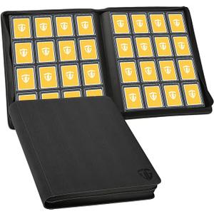 16 Pocket Toploader Binder,Holds 640 3”x4” Toploader Hard Cases,Sleeves Card Collection Binder,20 Double Sided Pages,Compatible with Trading & Sports Holder(Black)