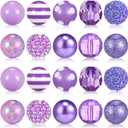 Ferreve 20 Pcs Chunky Bubblegum Beads 20mm Focal Pen Large Rhinestone Pearl Beads for DIY Beadable Pen School Jewelry Making Keychain Craft Making(Light Purple)
