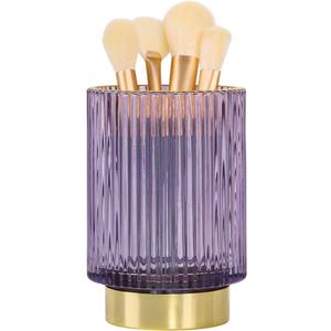 Purple Makeup Brush Holder, Glass Toothbrush Holders for Bathrooms, Gold Pen Holder for Desk, Vintage Make Up Brush Holder Vanity Organizer for Brushes, Lipstick, Eyebrow Pencil
