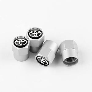 2 x Tire Valve Stem Caps Cover for Toyota TRD Metal Car Wheel Air caps Auto Valve Stem Caps Accessories 4 Pack Silver