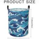 Laundry Basket Abstract Ocean Waves Collapsible Laundry Hamper with Handles Clothes Storage Bin for Household Bedroom Bathroom College Dorms