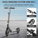 Scooters for Kids 8-12, Teens & Adults - Load 240 LBS, 8-Inch Wheels, Kick Scooter with Shock Absorption System, Hand Brake & Bell, 4 Adjustable Height Levels, Perfect for School, Commuting or Park