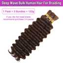 100 Percent Human Boho Braiding Hair Deep Wave Bulk Boho Hair for Braiding Curly Bundles Human Hair for Boho Braids Wet and Wavy Braiding Hair Extension No Weft (24inch,#4 Natural Brown)