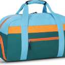 WOOMADA Kids Duffle Bag for Boys or Girls, Kids Overnight Bag with Shoe CompartmentWet Pocket, Ideal for School Practice, Sports, Travel(green blue)