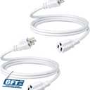 DEWENWILS 6ft Extension Cord, 16 AWG SJTW Weatherproof Power Cable for Indoor Outdoor Use, 3 Prong Grounded Outlets Plugs, ETL Listed, 2 Pack (White)